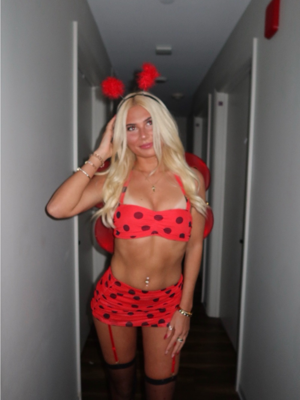 Red Polka Dot Two-Piece Ladybug Halloween Set - Picture 2 of 2